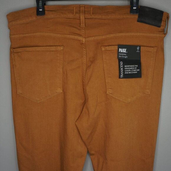 PAIGE Men's Federal Slim Straight Stretchy Jeans in Amber Honey size 38 NWT - Picture 9 of 16